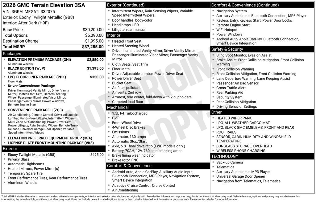 New 2026 GMC Terrain Elevation w/ Elevation Premium Package image 42