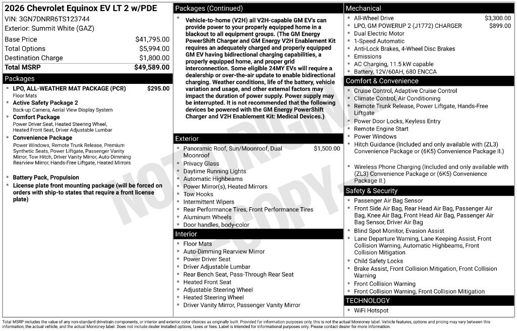 New 2026 Chevrolet Equinox EV LT w/ LPO, All-Weather Mat Package AWD/4WD image 33