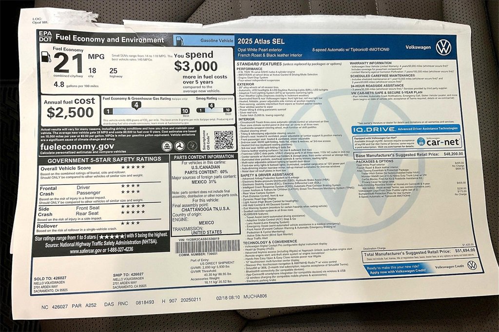 New 2025 Volkswagen Atlas SEL image 37