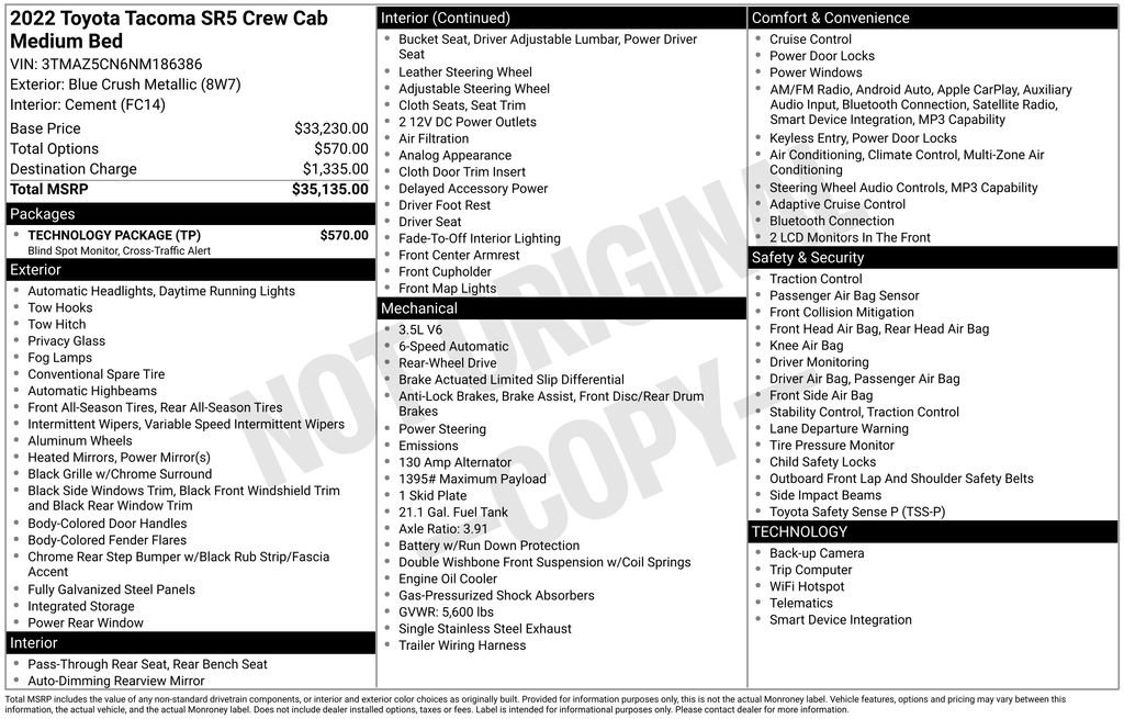 Used 2022 Toyota Tacoma SR5 w/ Technology Package RWD image 25