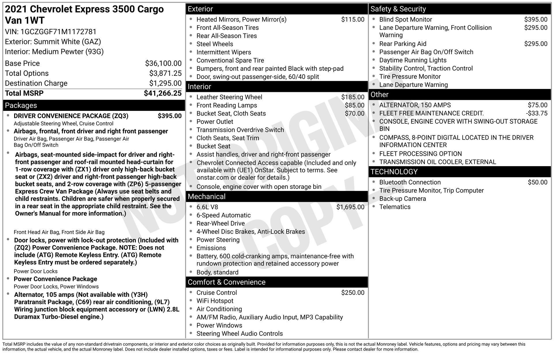Used 2021 Chevrolet Express 3500 w/ Driver Convenience Package RWD image 4