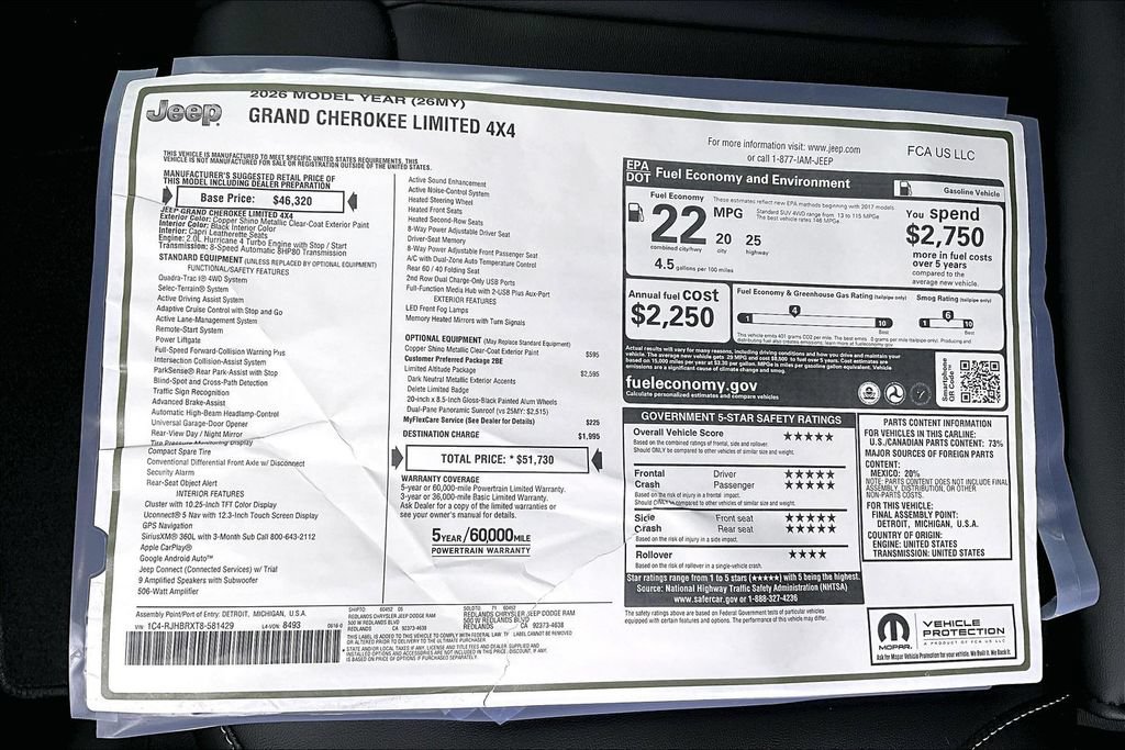 New 2026 Jeep Grand Cherokee Limited w/ Limited Altitude Package AWD/4WD image 33