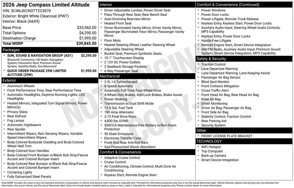 New 2026 Jeep Compass Limited w/ Sun, Sound & Navigation Group AWD/4WD image 22
