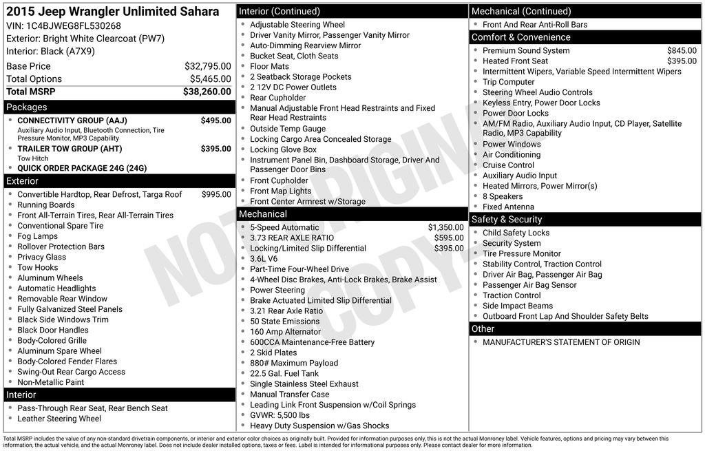 Used 2015 Jeep Wrangler Unlimited Sahara w/ Connectivity Group