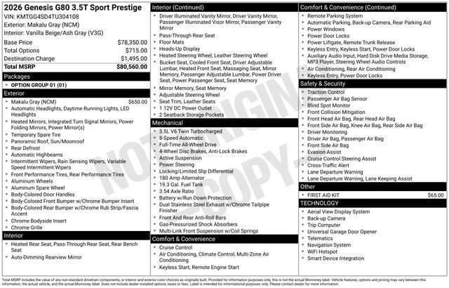 Used 2026 Genesis G80 3.5T Sport Prestige image 10