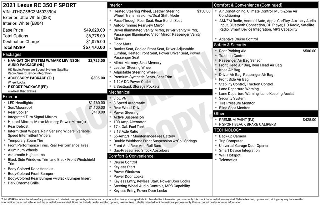 Used 2021 Lexus RC 350 F Sport RWD image 29