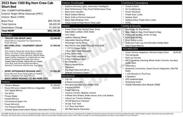 Used 2023 RAM 1500 Big Horn w/ Trailer Tow Group AWD/4WD image 2