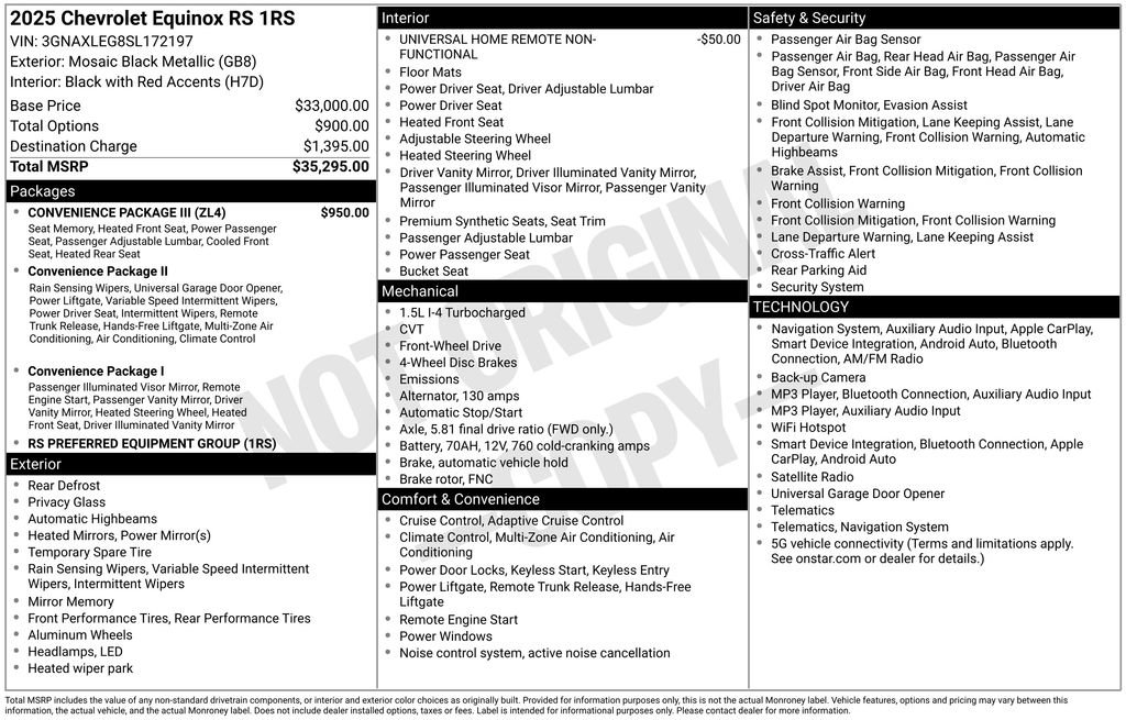 Used 2025 Chevrolet Equinox RS w/ Convenience Package III FWD image 35