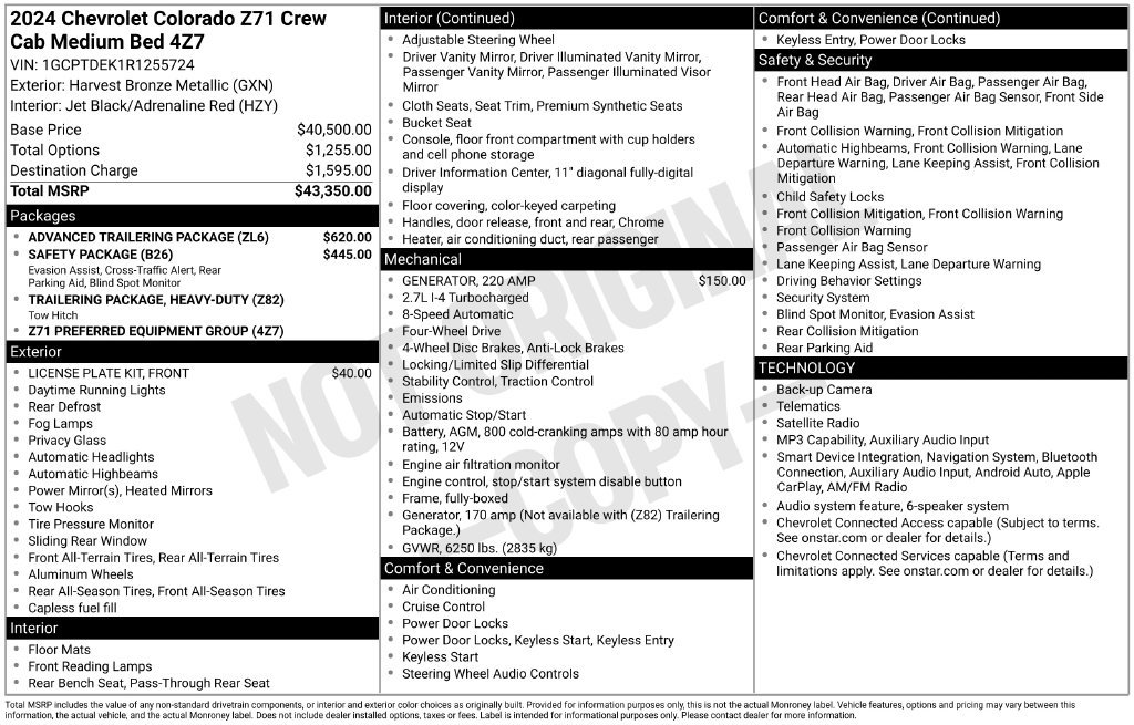 Used 2024 Chevrolet Colorado Z71 w/ Advanced Trailering Package AWD/4WD image 36