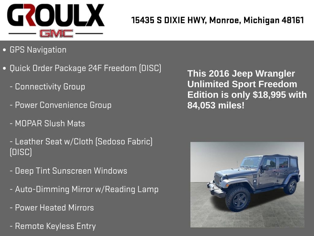 Used 2016 Jeep Wrangler Unlimited Freedom Edition image 8