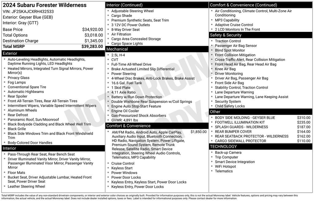 Certified 2024 Subaru Forester Wilderness AWD/4WD image 34
