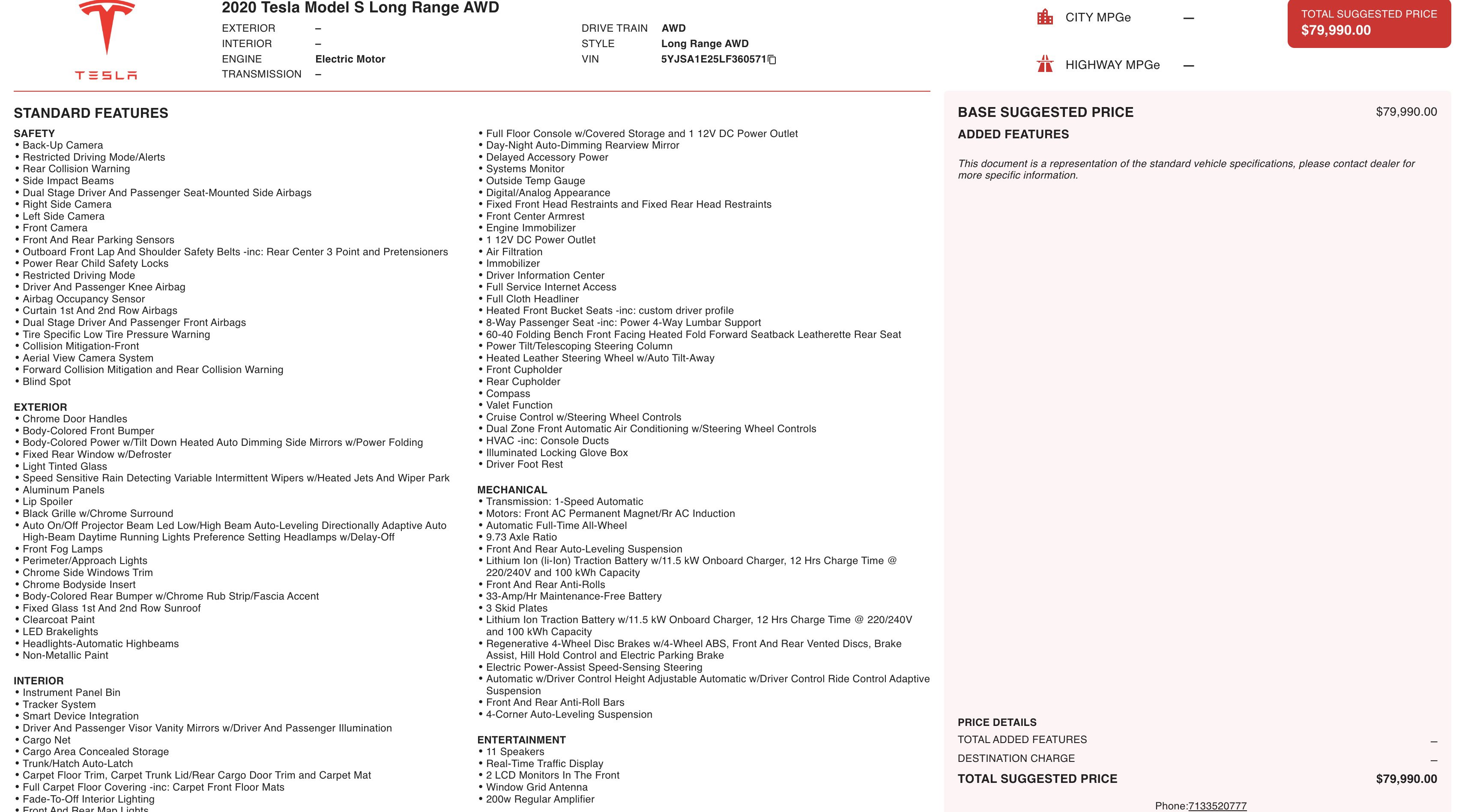 Used 2020 Tesla Model S Long Range AWD/4WD image 16