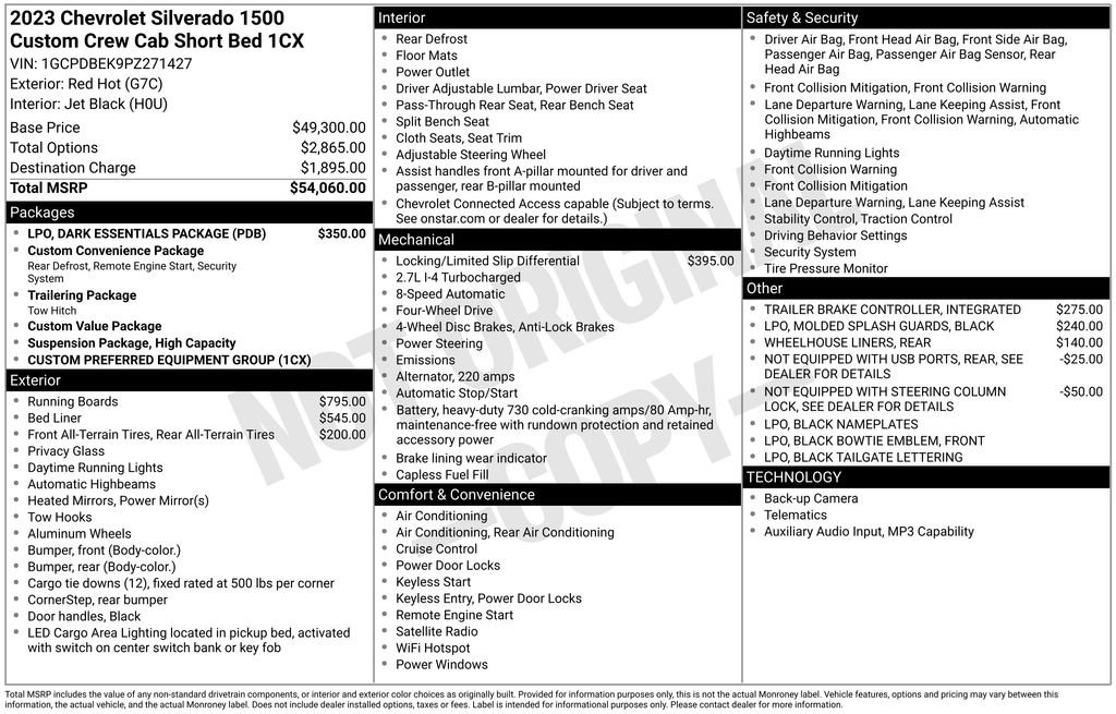 Used 2023 Chevrolet Silverado 1500 Custom w/ LPO, Dark Essentials Package AWD/4WD image 26