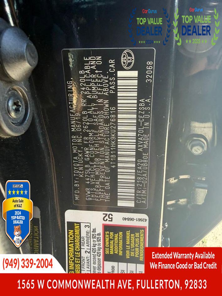 Used 2019 Toyota Camry SE FWD image 25