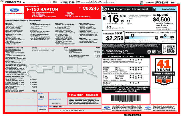Used 2018 Ford F150 Raptor w/ Equipment Group 802A Luxury AWD/4WD image 19