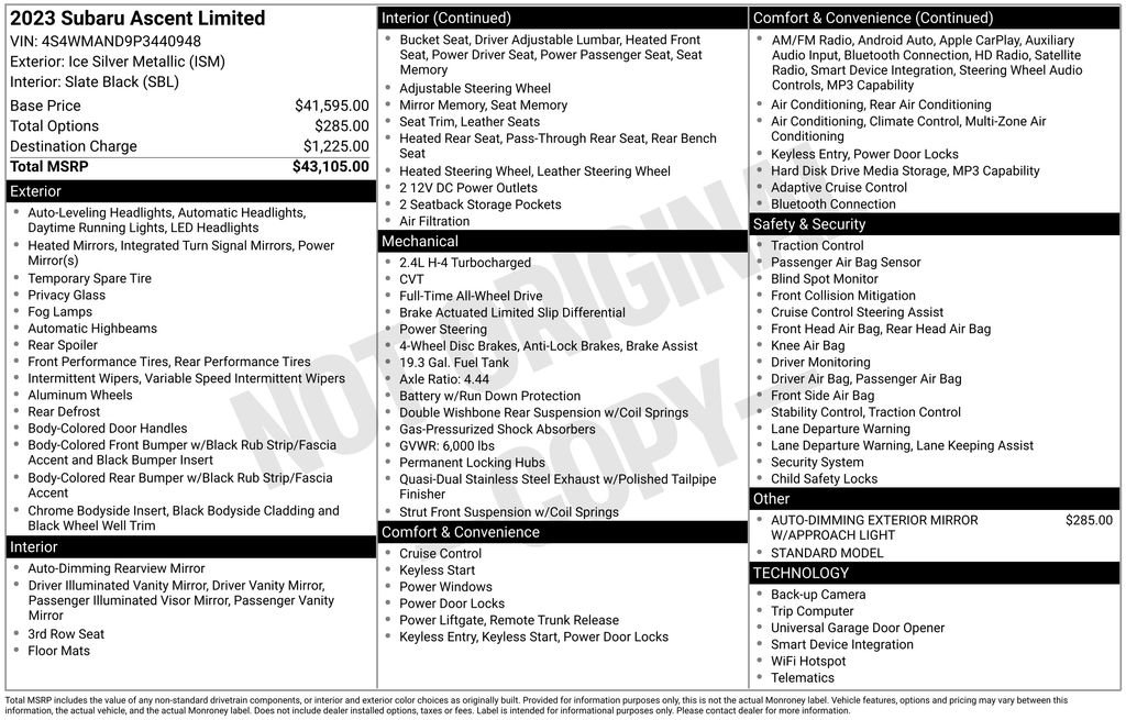 Used 2023 Subaru Ascent Limited image 8