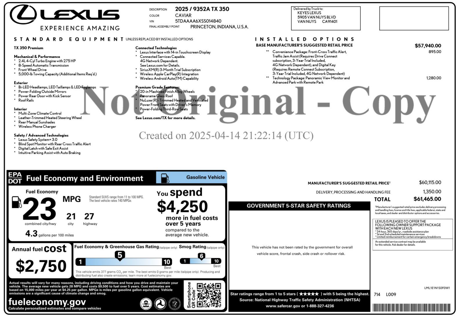 Used 2025 Lexus TX 350 FWD w/ Technology Package image 57