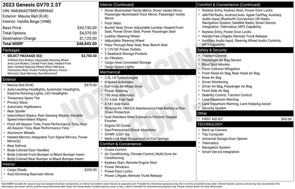 Used 2023 Genesis GV70 2.5T w/ Select Package image 32