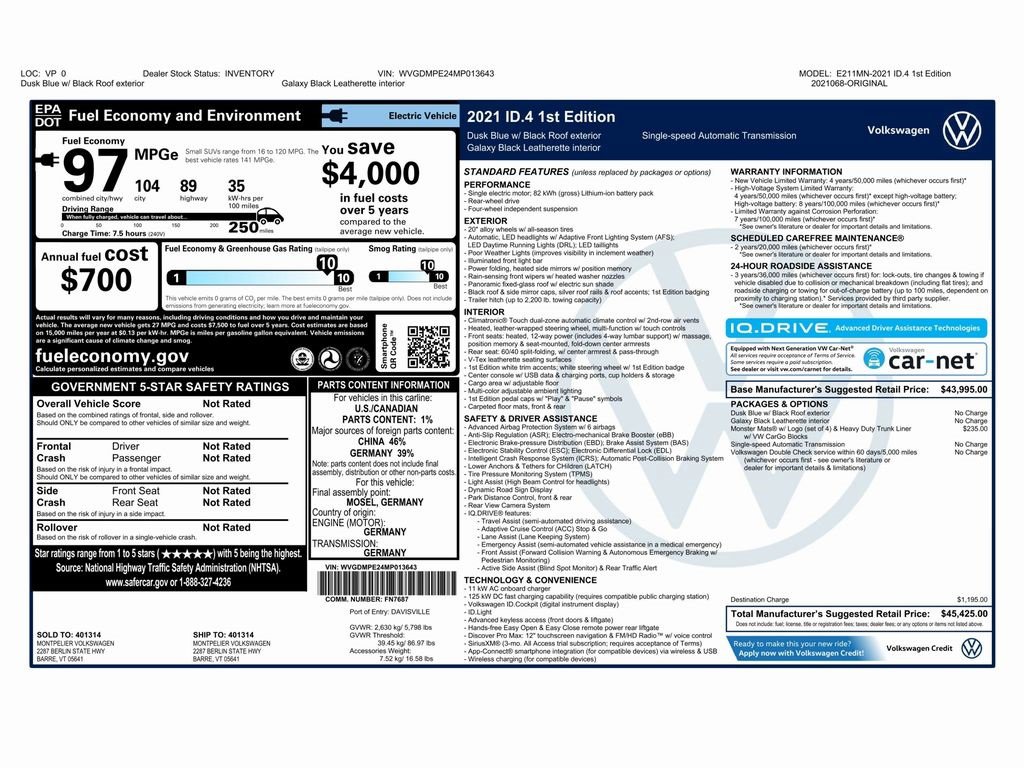 Used 2021 Volkswagen ID.4 1st Edition image 2