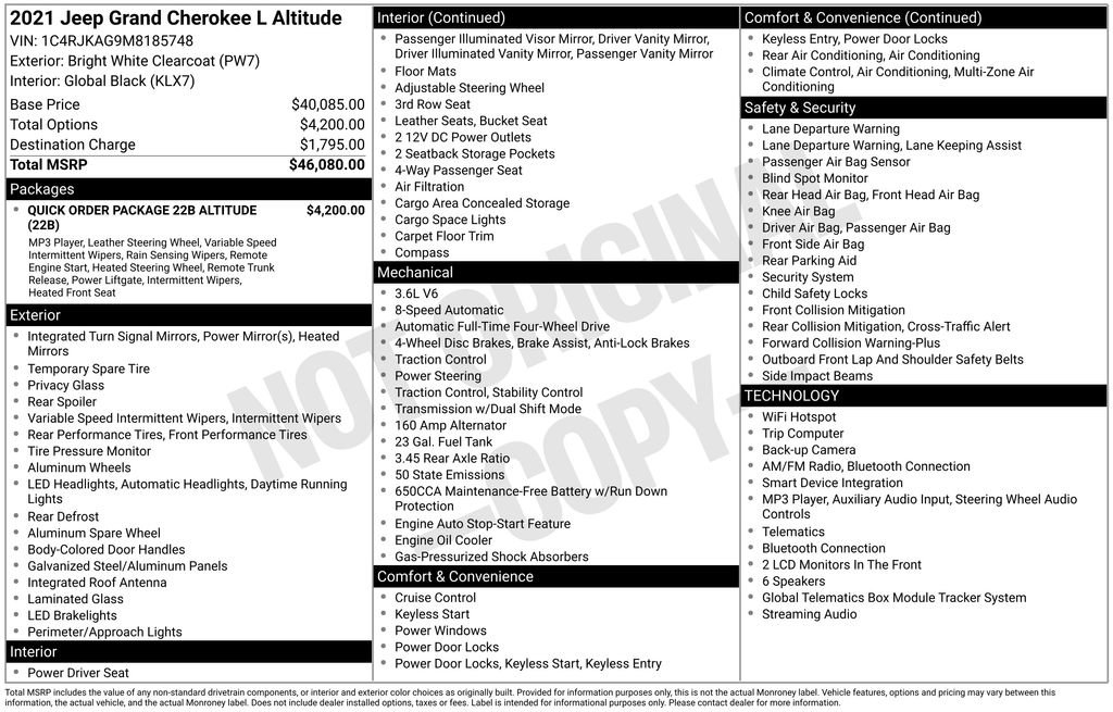 Used 2021 Jeep Grand Cherokee L Laredo AWD/4WD image 36