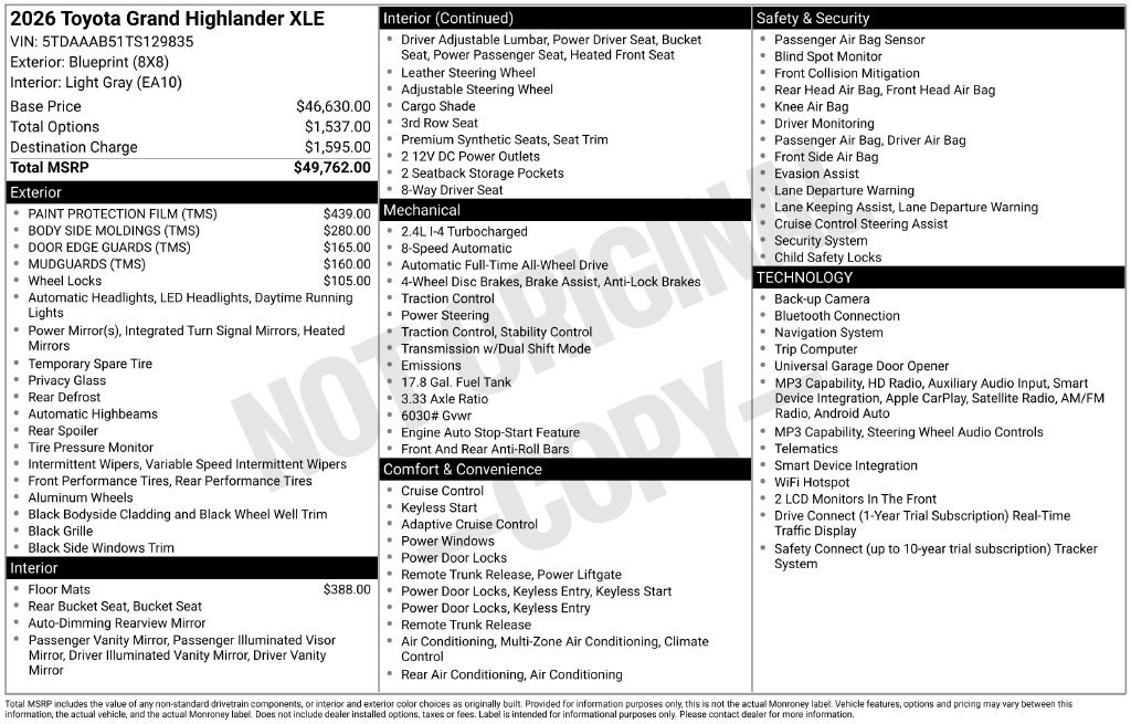 Used 2026 Toyota Grand Highlander AWD image 44