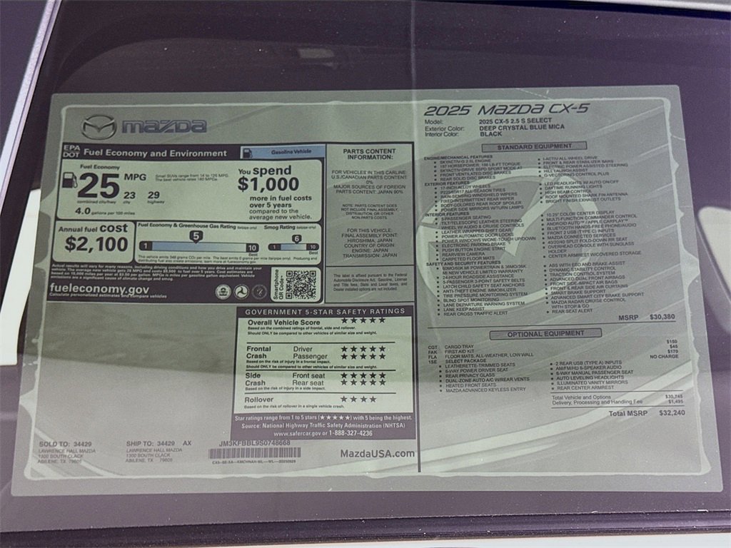 New 2025 MAZDA CX-5 AWD 2.5 S w/ Select Package image 20