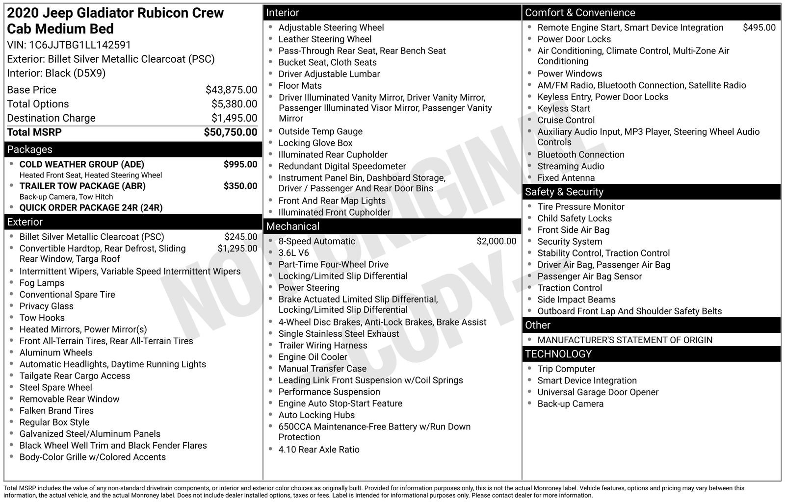 Used 2020 Jeep Gladiator Rubicon w/ Cold Weather Group image 3