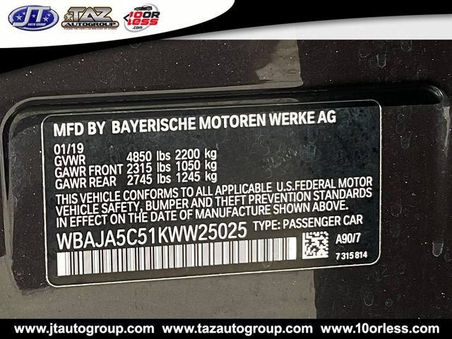 Used 2019 BMW 530i w/ Convenience Package RWD image 21