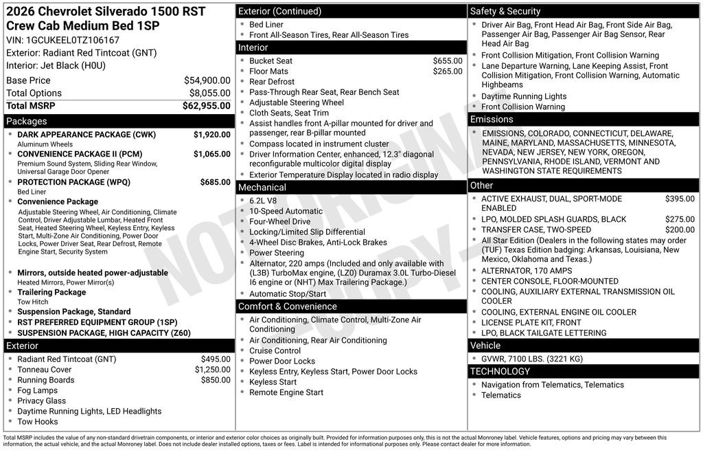New 2026 Chevrolet Silverado 1500 RST w/ Dark Appearance Package image 6