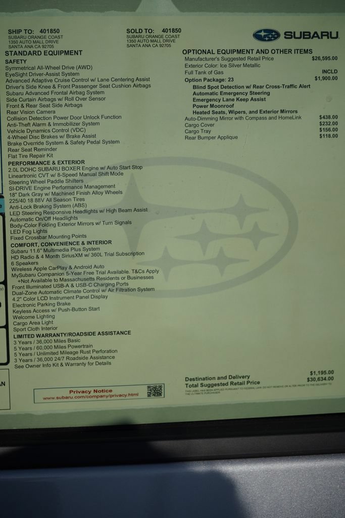 New 2026 Subaru Impreza 2.0i Sport AWD/4WD image 6