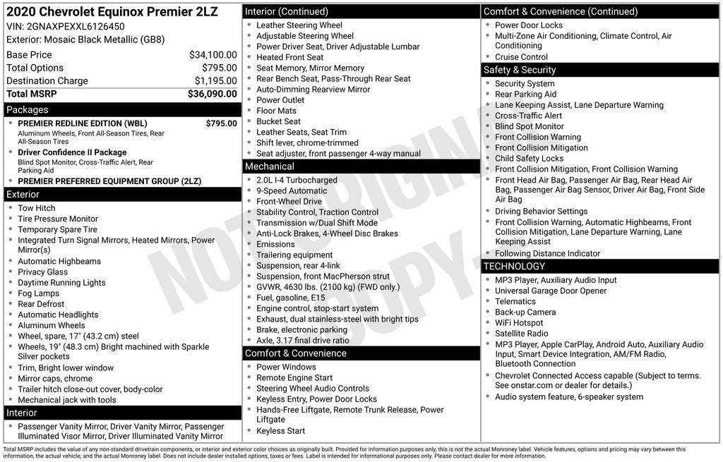 Used 2020 Chevrolet Equinox Premier w/ Premier Redline Edition FWD image 5