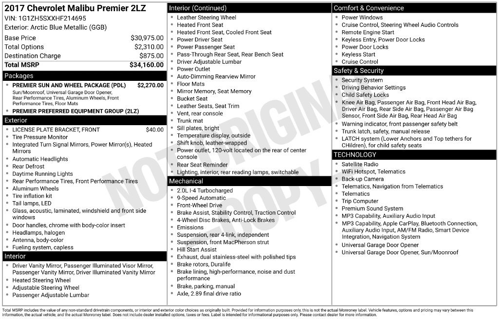 Used 2017 Chevrolet Malibu Premier w/ Premier Sun and Wheel Package FWD image 6