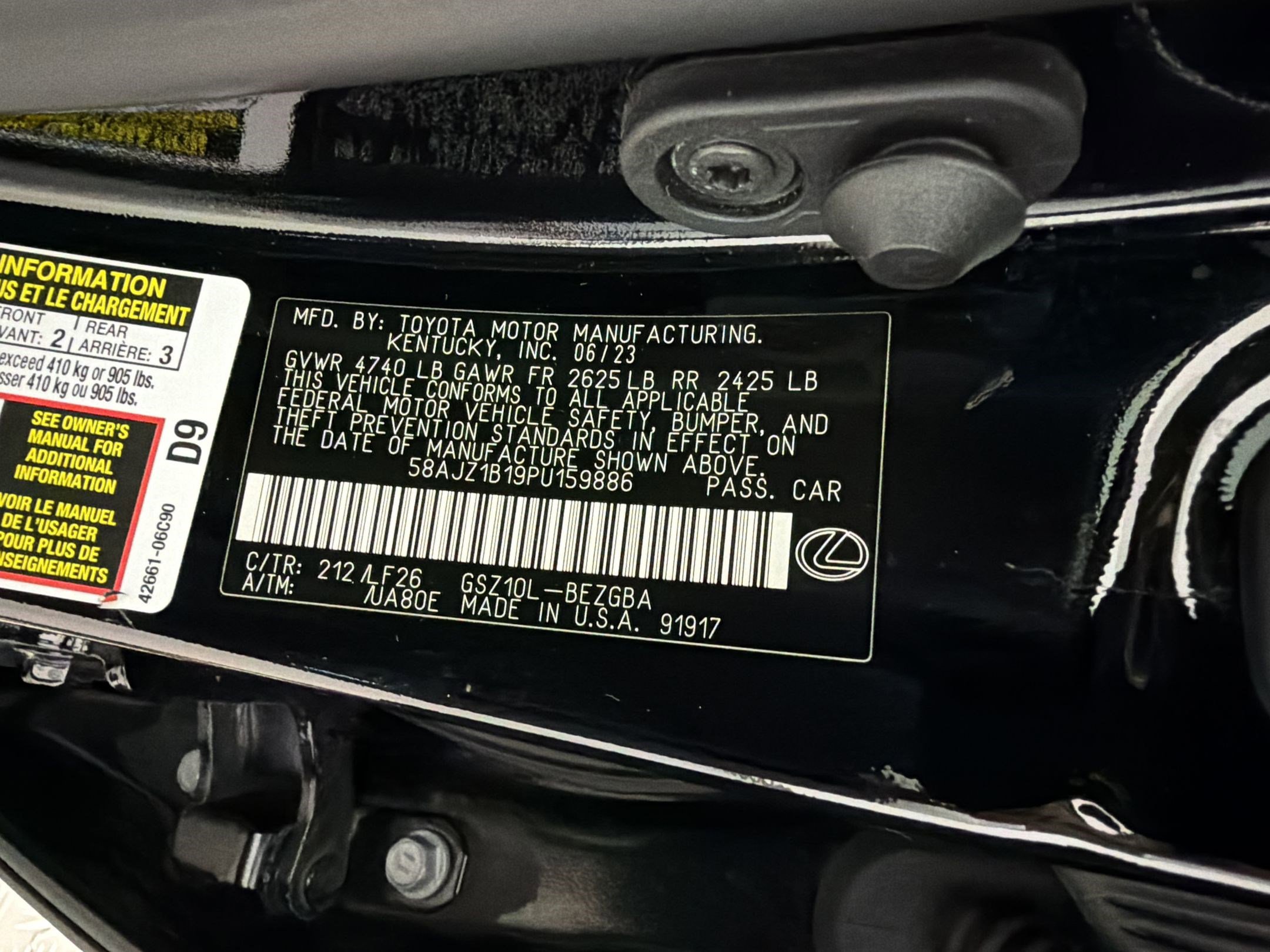 Certified 2023 Lexus ES 350 F Sport w/ Accessory Package (Z2) FWD image 23
