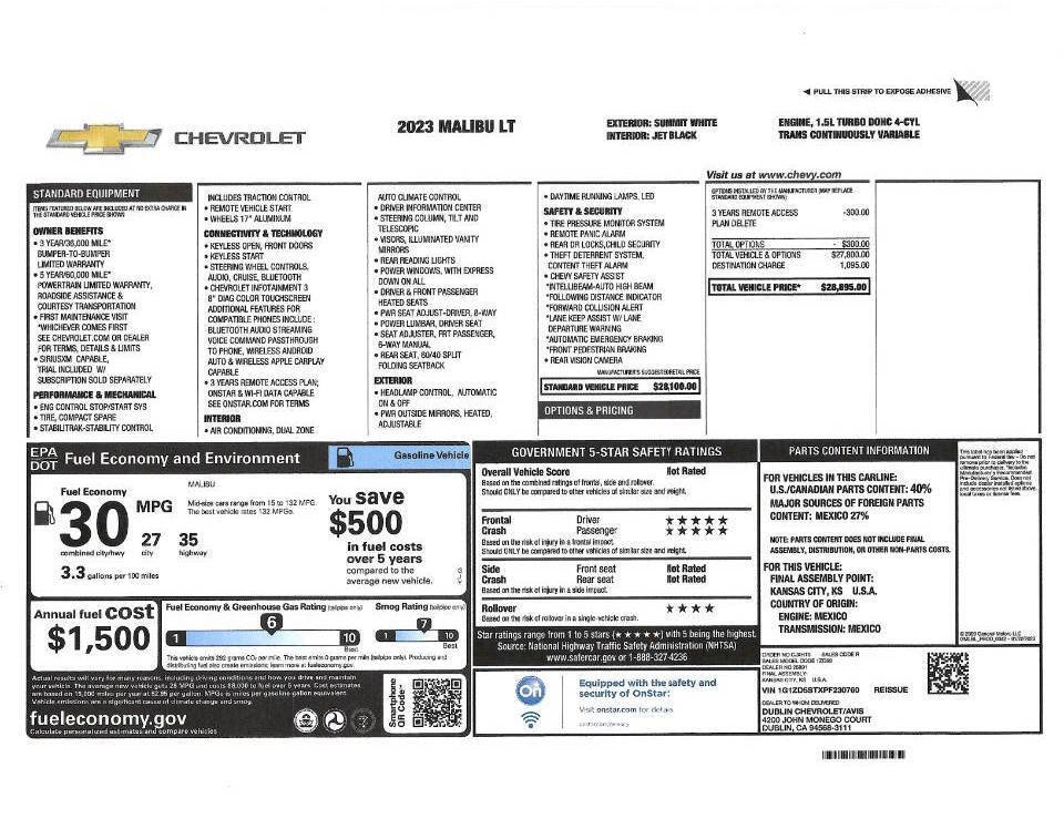 Used 2023 Chevrolet Malibu LT image 2