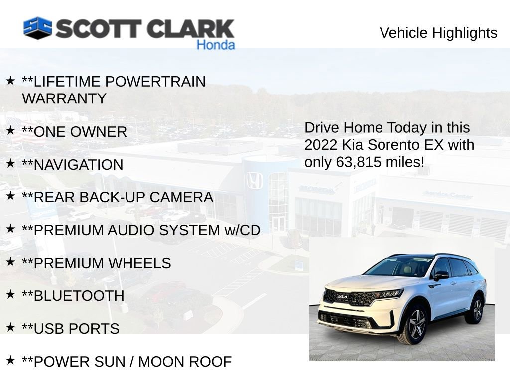 Used 2022 Kia Sorento EX w/ Panoramic Sunroof Package image 12
