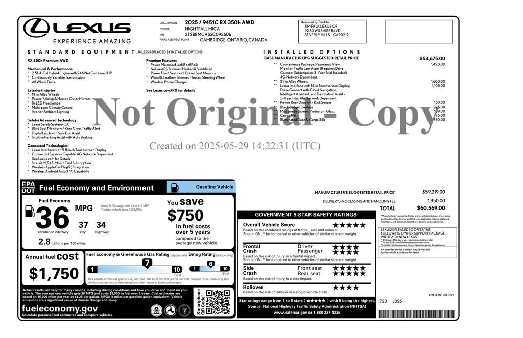 Used 2025 Lexus RX 350h w/ Convenience Package AWD/4WD image 7