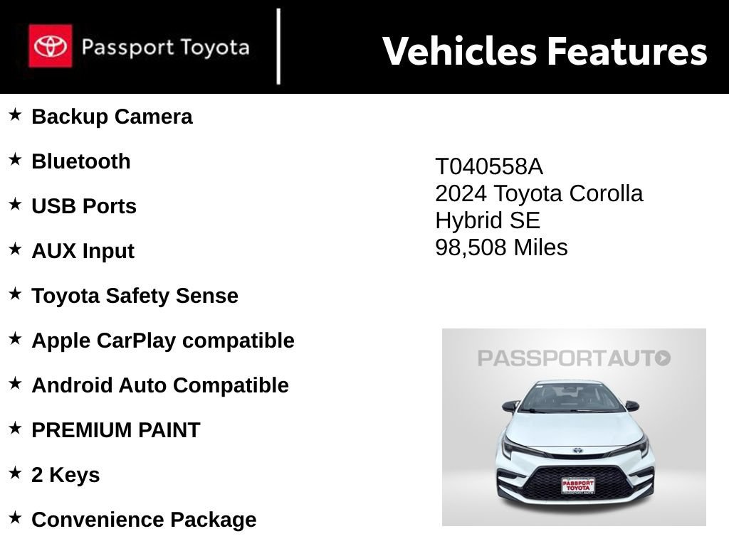 Used 2024 Toyota Corolla SE w/ Convenience Package FWD image 10