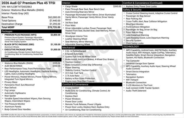 Certified 2026 Audi Q7 2.0T Premium Plus w/ Premium Plus Package AWD/4WD image 41