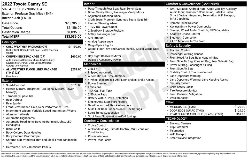 Used 2022 Toyota Camry SE w/ Cold Weather Package image 42