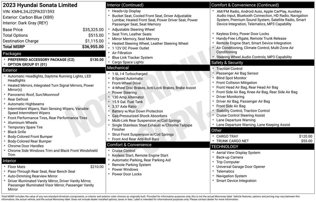Used 2023 Hyundai Sonata Limited w/ Preferred Accessory Package FWD image 35