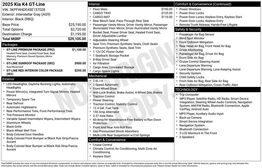 Used 2025 Kia K4 GT-Line w/ GT-Line Premium Package FWD image 7