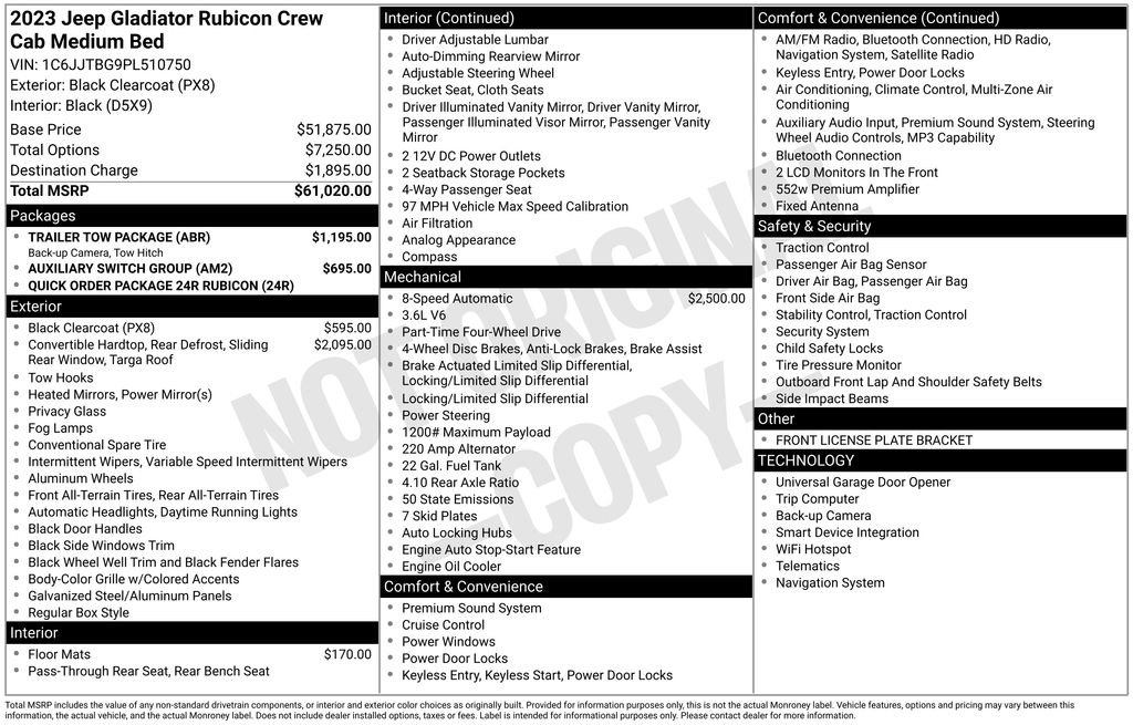 Used 2023 Jeep Gladiator Rubicon w/ Trailer Tow Package AWD/4WD image 23