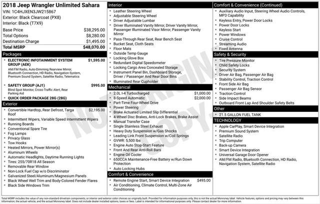 Certified 2018 Jeep Wrangler Unlimited Sahara AWD/4WD image 10