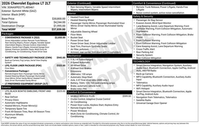 New 2026 Chevrolet Equinox LT w/ Convenience Package II AWD/4WD image 6