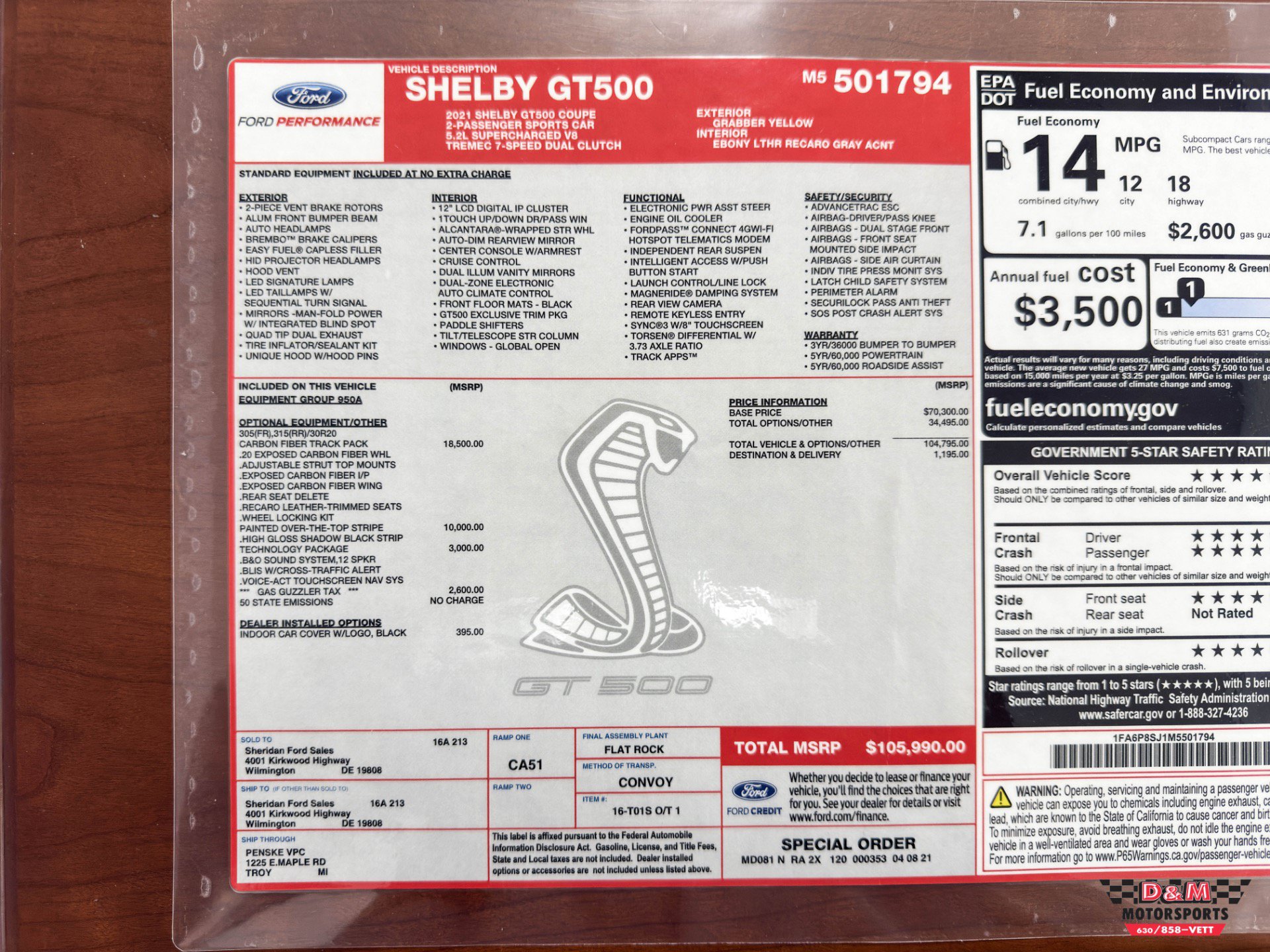 Used 2021 Ford Mustang Shelby GT500 w/ Carbon Fiber Track Pack RWD image 57