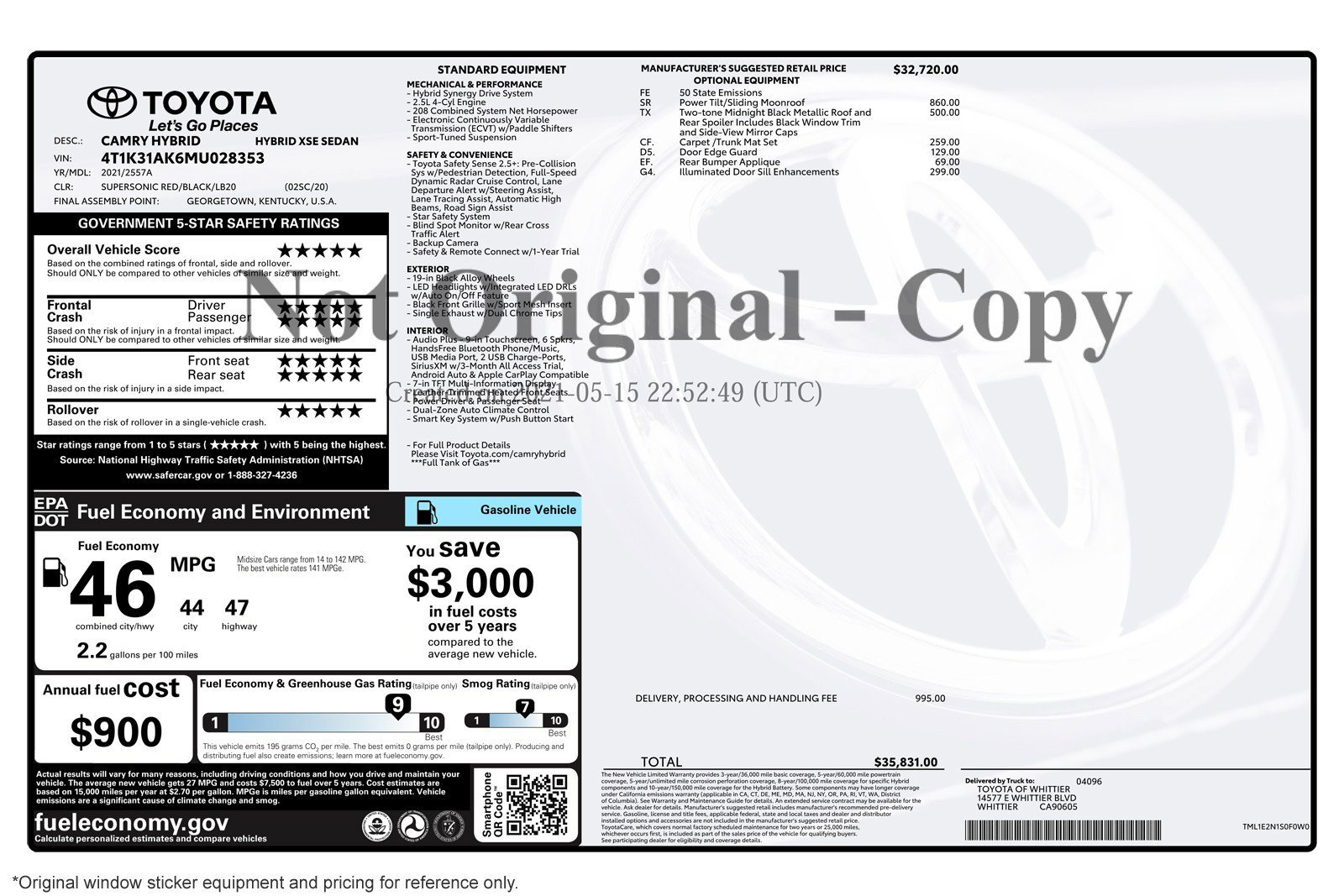 Used 2021 Toyota Camry XSE image 2