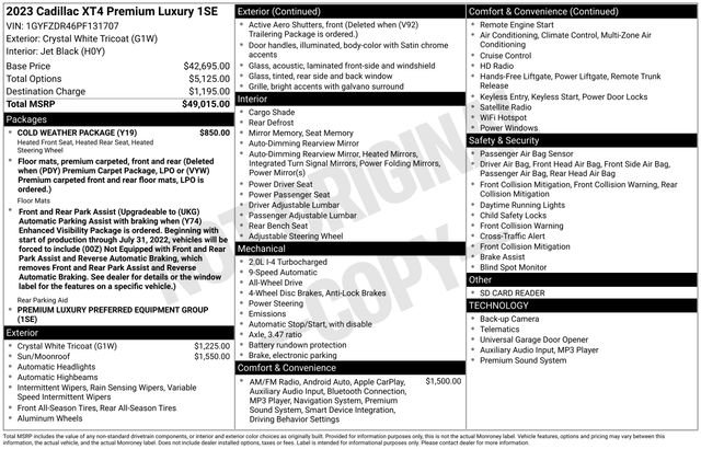 Certified 2023 Cadillac XT4 Premium Luxury w/ Cold Weather Package image 43