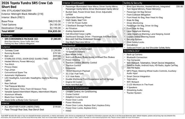 New 2026 Toyota Tundra SR5 w/ SR5 Convenience Package RWD image 32