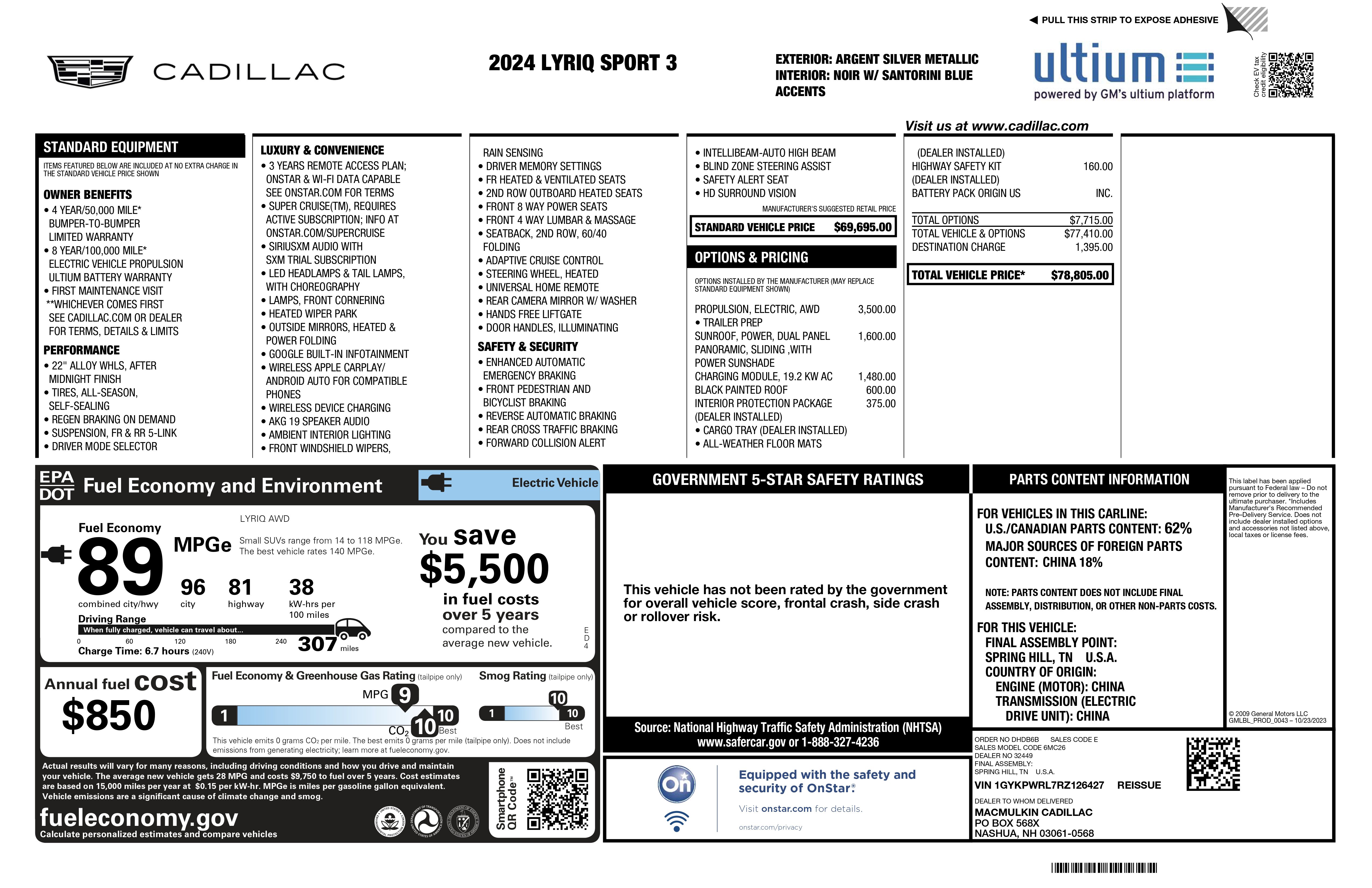 Certified 2024 Cadillac Lyriq Sport AWD/4WD image 2