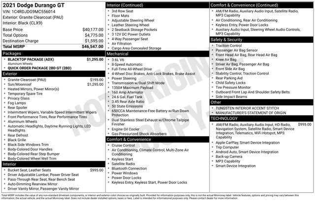 Used 2021 Dodge Durango GT w/ Blacktop Package image 29